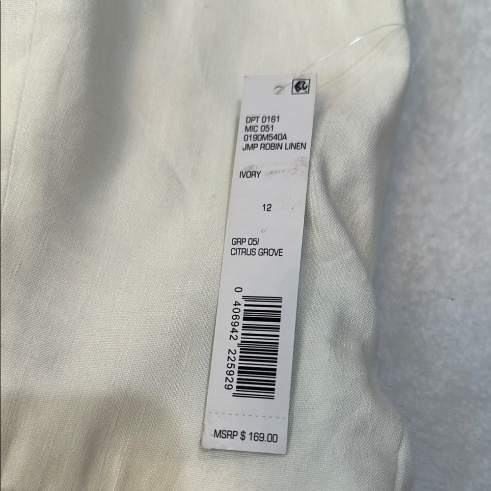 NWT ANTONIO MELANI Ivory Jumpsuit V-Neck Wide Leg Cropped Pants Size 12 - Picture 5 of 16